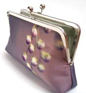 Image of Lilac flower, printed silk clutch bag