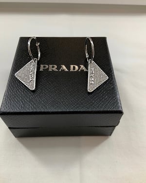 Image of (THIS ITEM JUST SOLD) Genuine Prada Silver Crystal Earrings 
