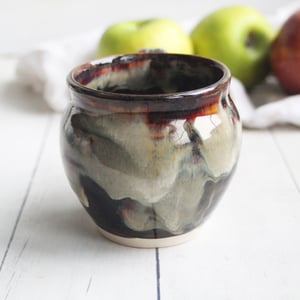 Image of Handmade Pottery Mug in Brown and Black Rustic Glazes, 13 oz. Ceramic Coffee Cup Made in USA