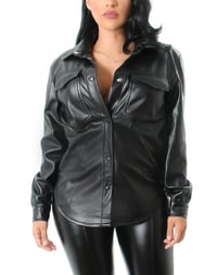 Image 2 of Faux Leather Shirt