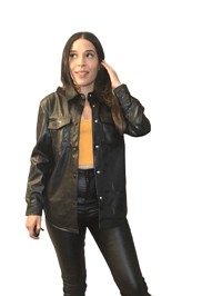 Image 1 of Faux Leather Shirt