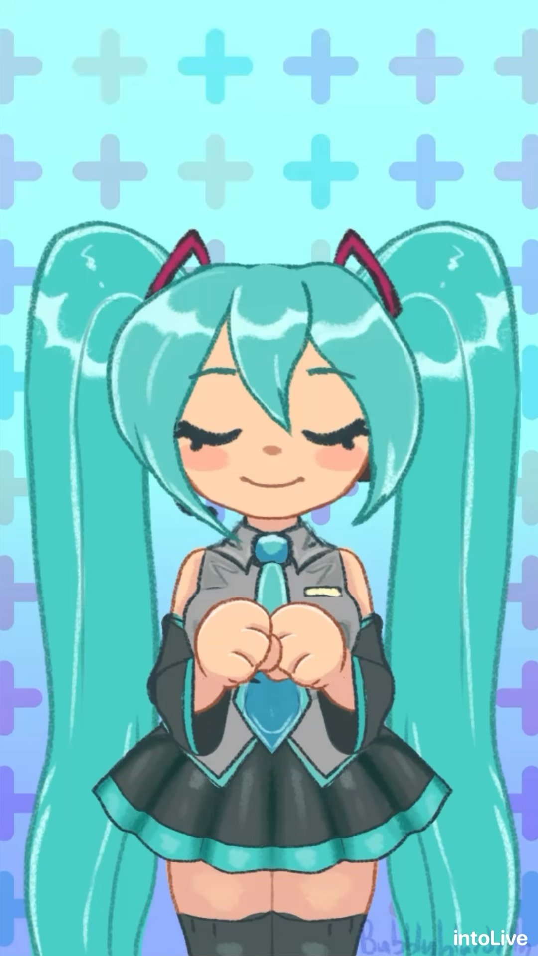 hatsune miku animated phone Lock Screen | BubblyBlueJelly