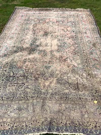 Antique worn distressed oriental rug 