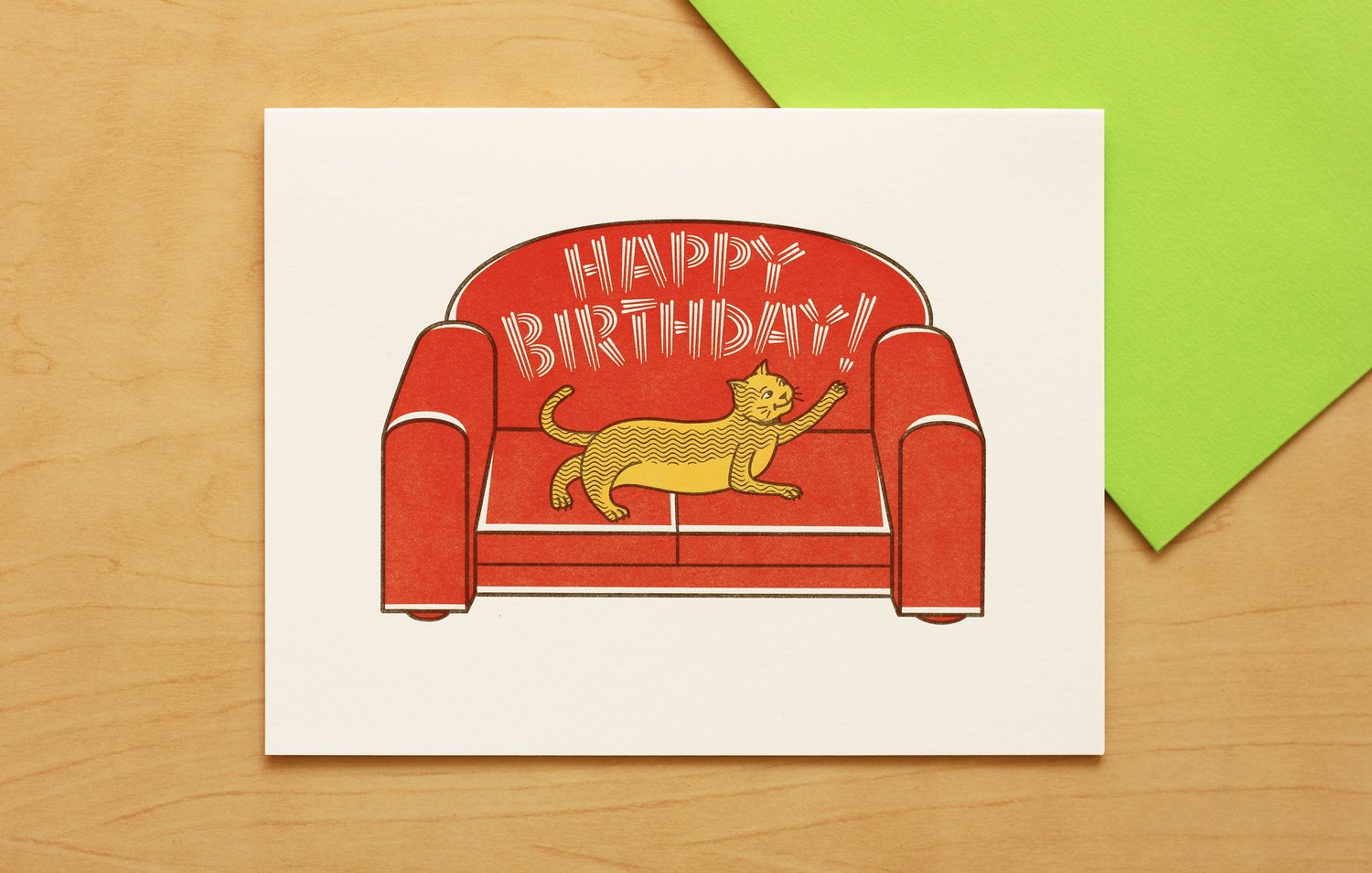 Image of Cat Scratching Sofa Happy Birthday Card