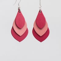 Image 1 of Australian leather teardrop earrings - Hot pink and warm pink [TPK-048]