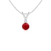 Round Ruby Solitaire V-Bale Pendant with Diamond #1