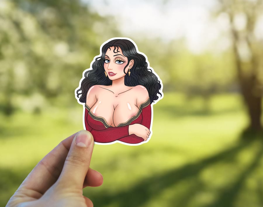Image of Sexy Gothel Sticker, Mother Gothel, Dommy Mommy, Pinup Stickers, Ecchi Decal