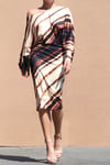 LAURIE - Brown Pattern Off-Shoulder Dress