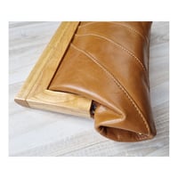 Image 4 of Caramel Leather & Timber Clutch