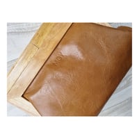 Image 5 of Caramel Leather & Timber Clutch