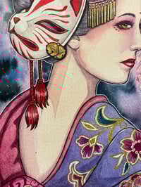 Image 5 of Fox Demon Geisha print. Kitsune art. Japanese decor.