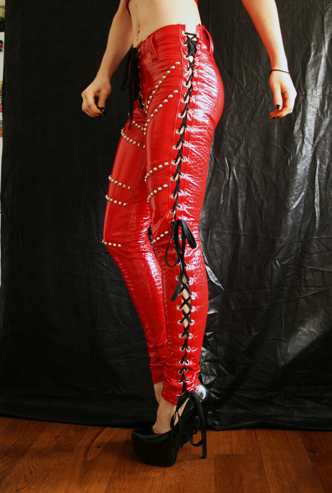 Image of RED LACE UP PANTS