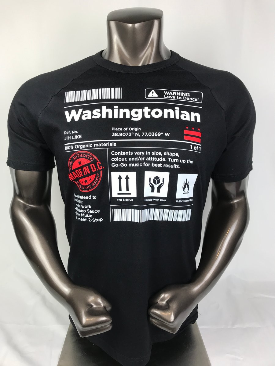 Image of Black Washingtonian Warning Label Raglan (3C3)