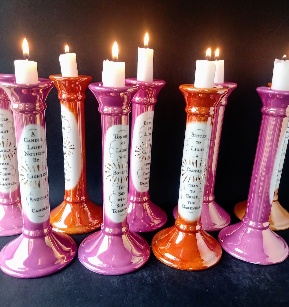 Pink candlesticks deals