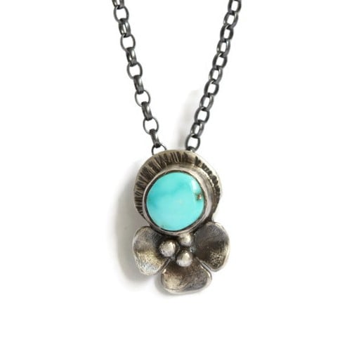 Image of Turquoise and flower necklace