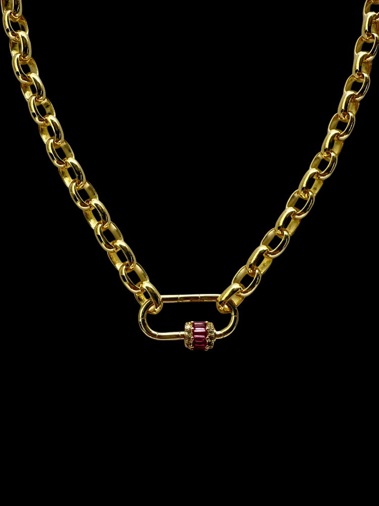 Image of Chunky links necklace - with pavé carabiner 