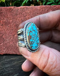 Image 1 of WL&A Handmade Old Style Heavy Pilot Mountain Ingot Medicine Ring - Size 11.5