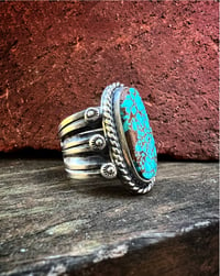 Image 2 of WL&A Handmade Old Style Heavy Pilot Mountain Ingot Medicine Ring - Size 11.5