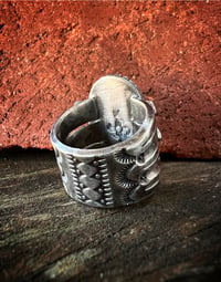Image 5 of WL&A Handmade Old Style Heavy Pilot Mountain Ingot Medicine Ring - Size 11.5