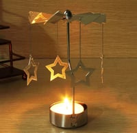 Rotating Carousel Silver Star Candle Holder 