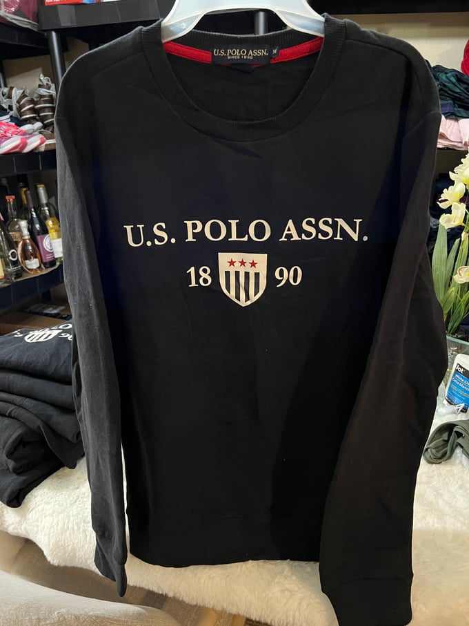 Image of Long sleeve polo black ,gray 