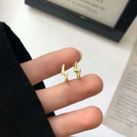 Image 3 of Lightning Bolt Hoop Earrings (Silver 925)