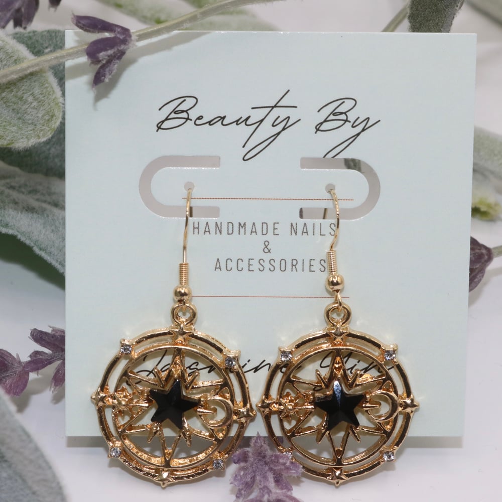 Image of Celestial Black Drop Earrings