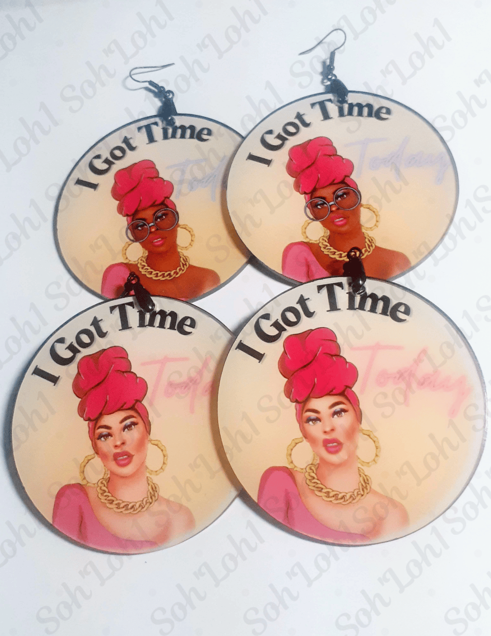 Image of Wearable Clip Art I Got Time Today African Jewelry Earrings