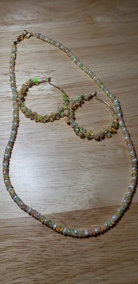 Image 1 of Opal and Pearl Earring and Neclace set