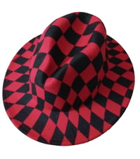 Image 2 of Red & Black Checkered Fedora Hat