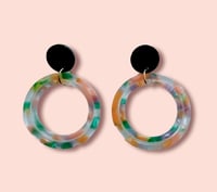 Image 2 of Multicolor Double Hoop Earrings