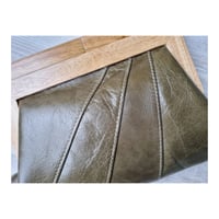 Image 3 of Moss Leather & Timber Clutch