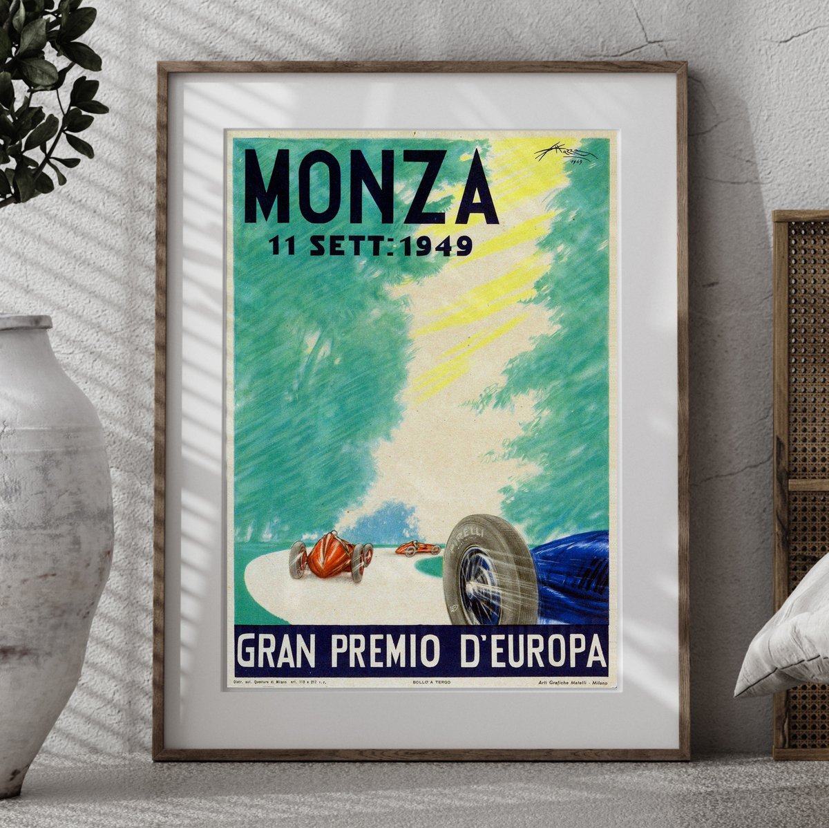 Gran Premio d'Europa, Monza | Aldo Mazza | 1949 | Vintage Poster | Wall