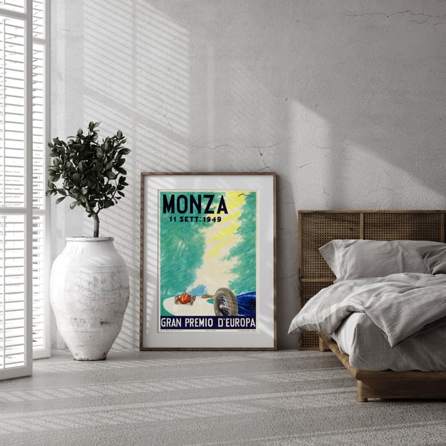 Gran Premio d'Europa, Monza | Aldo Mazza | 1949 | Vintage Poster | Automobile Racing | Home Decor