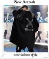 Spring Autumn Men Hooded Jackets Print Harajuku Windbreaker Ribbon Overcoat 