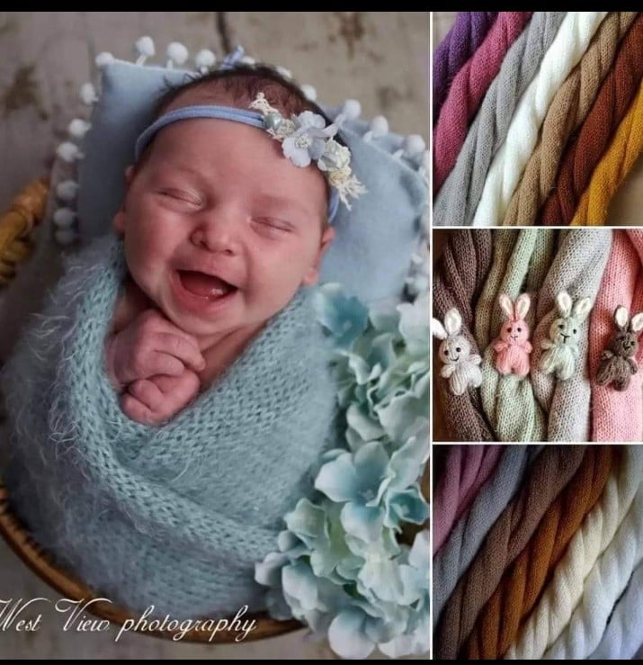 Image of  Buy 3 get 4! Knitted Newborn wrap. Bonnet free!
