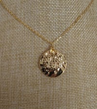 Image 1 of Kate Middleton Princess of Wales Inspired Replikate Yellow Gold Round Disc Topaz Pendant Necklace