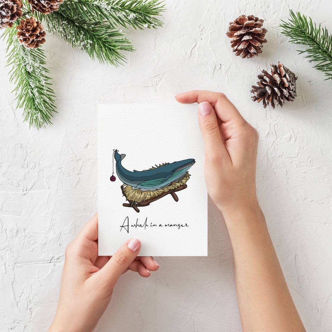 Image of Christmas Card - A whale in a manger