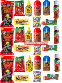 Party of 3 Chamoy Pickle Kits 3 Big Tex Alamo Candy Co Pickles with extras-27 Items Total!