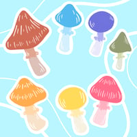 Pastel Mushroom Sticker Set - Holographic