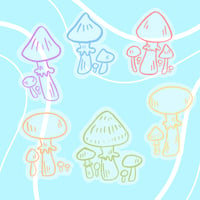 Clear Rainbow Mushroom Sticker Set