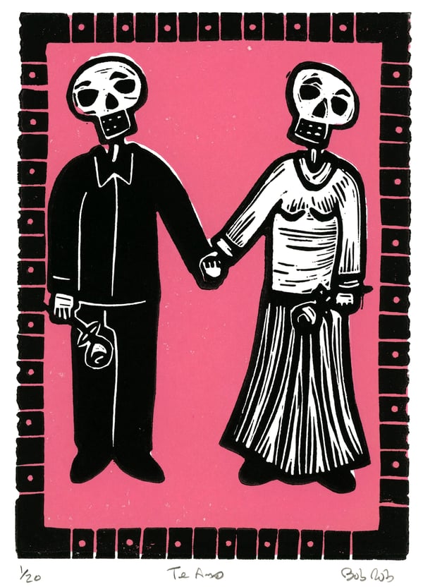 Image of Te Amo/I Love You (Linocut)