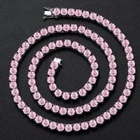 Image 1 of Colored Moissanite Tennis Chains (Red/Pink/Black/Blue/Aquamarine/Green)