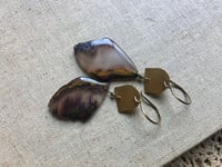 Image 5 of Craters . Agate stone earrings and brass / n13