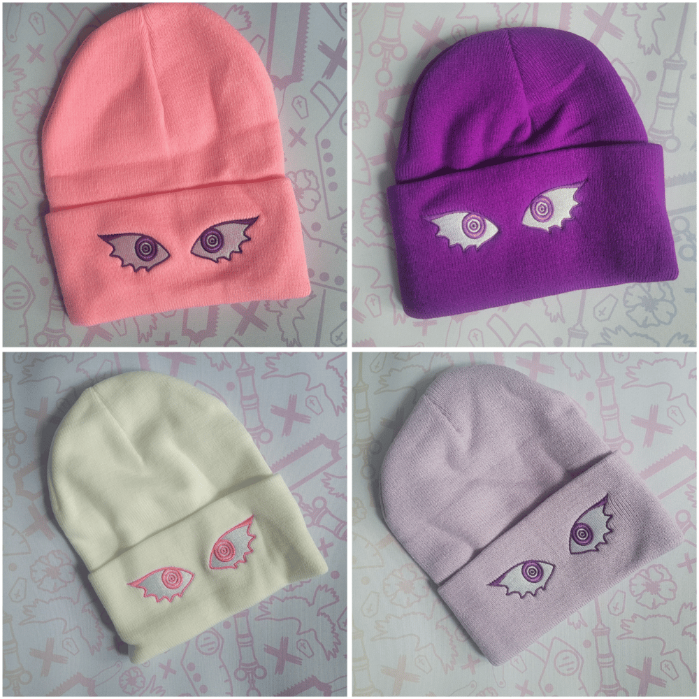 Image of Anime Eyes Embroidered Acrylic Beanies