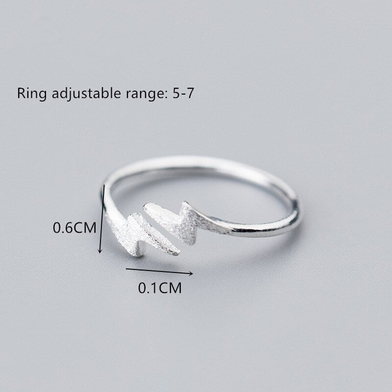 Tiny Lightning Bolt Open Ring (925 Silver)