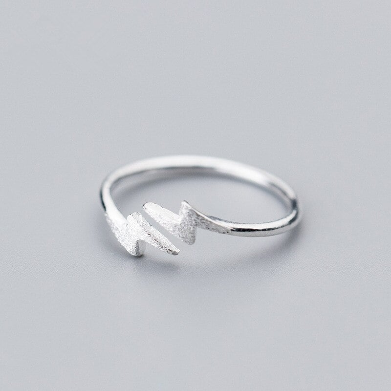 Tiny Lightning Bolt Open Ring (925 Silver)