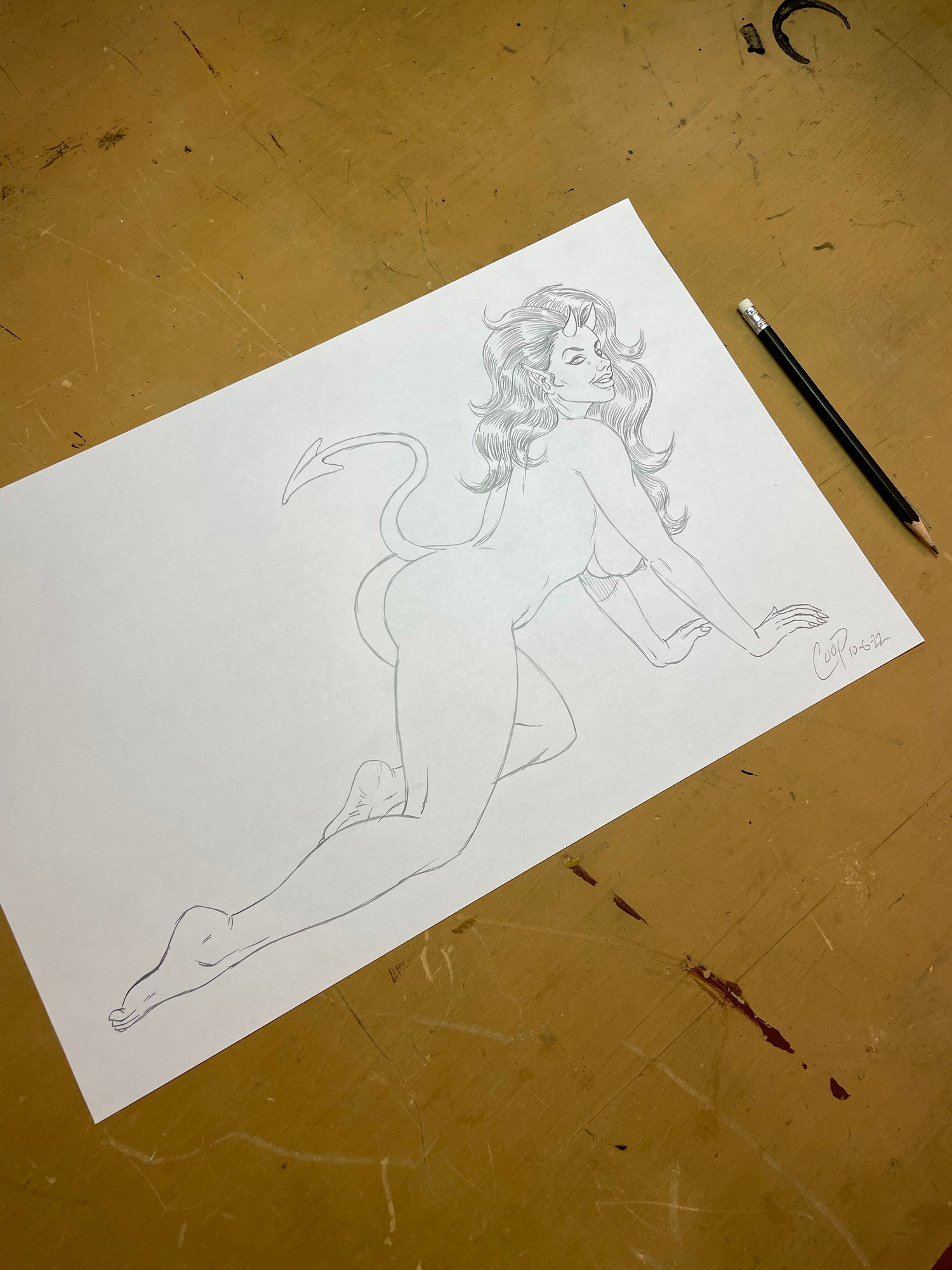 Image of CRAWLING DEVIL GIRL Original Sketch
