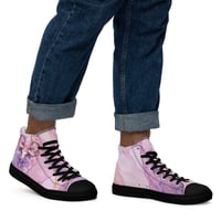 Image 2 of Beautiful Pink Baphomet Goat Watercolor Men’s High Top Canvas Shoes