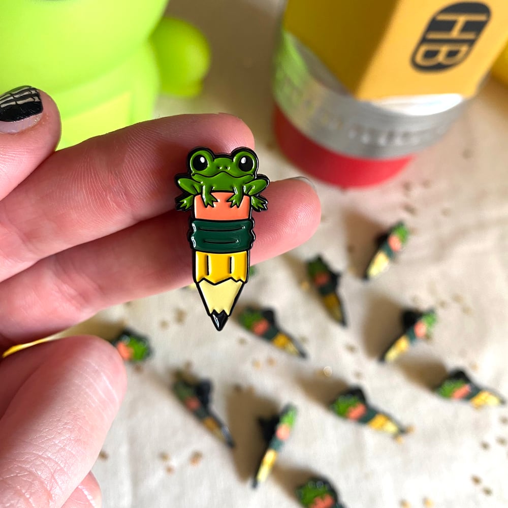 Image of Froggy Pencil Enamel Pin